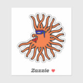 Ronde oranje zon met gezicht cartoon sticker (Vel)