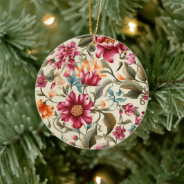Ronde ornament met een levendig bloemmotief 