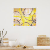 'Ronde over' Grijze Abstracte kunst Poster (Keuken)