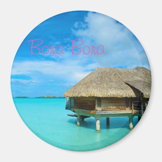 Ronde overwater bungalow op Bora Bora tekstmagneet Magneet (Voorkant)