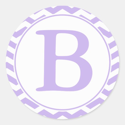 Ronde Paarse Chevrons Envelop Afdichting met Monog Ronde Sticker (Voorkant)