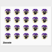 Ronde Paarse en gele Pansy Stickers (Vel)