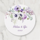 Ronde Paarse Lavendel Witte Bloemen Bruiloft | Bedankjes Labels (Achterkant)