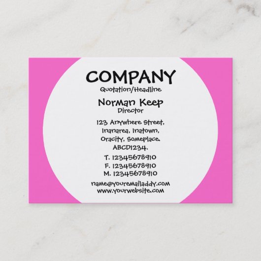 Ronde paneel - Wit met roze FF66CC Visitekaartje (Voorkant)