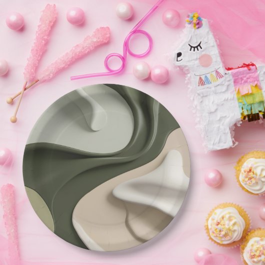 Ronde papieren bord in stijlvolle abstracte afbeel (Feest)