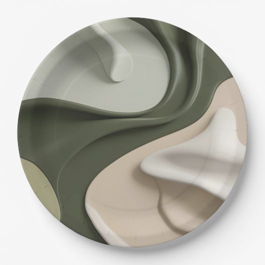 Ronde papieren bord in stijlvolle abstracte afbeel (Voorkant)