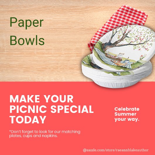 Ronde papieren kommen met picnic design