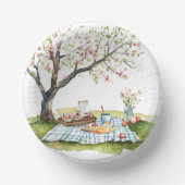 Ronde papieren kommen met picnic design (Voorkant)