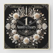 Ronde papieren krans van romantiek vierkante klok (Voorkant)