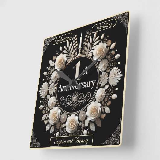 Ronde papieren krans van romantiek vierkante klok (Hoek)