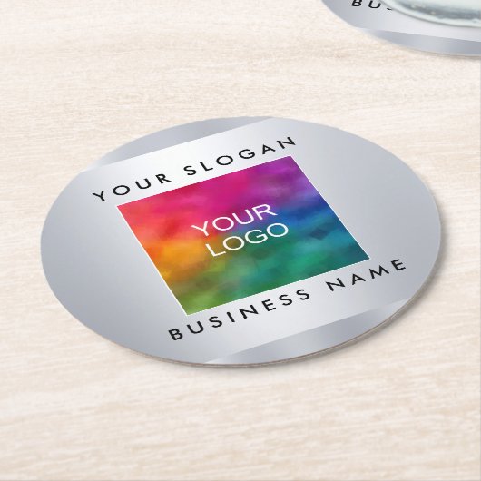 Ronde papieren Onderzetter Voeg Logo Faux Silver S (Gebogen)