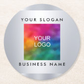 Ronde papieren Onderzetter Voeg Logo Faux Silver S (Voorkant)