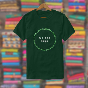 Ronde Patroon Zakelijke Merktekst op Forest Green T-shirt