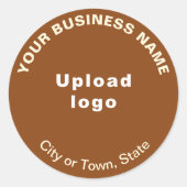 Ronde patroonteksten, merk op bruin ronde sticker (Voorkant)