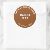 Ronde patroonteksten, merk op bruin sticker (Tas)