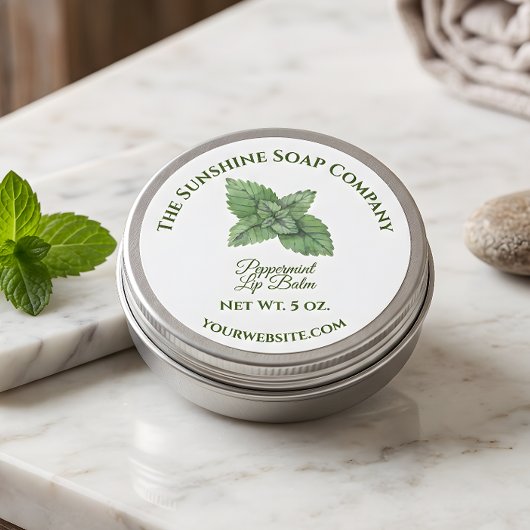Ronde Pepermunt Lippenbalsem Label