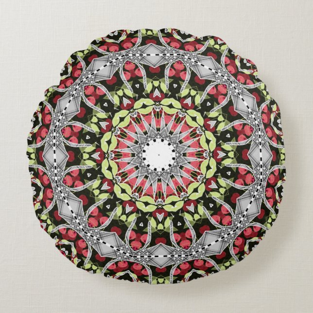 Ronde Pillow Mandala rond patroon kaleidoscoop Rond Kussen (Voorkant)