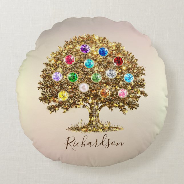 Ronde piloot met stamboom rond kussen (Voorkant)