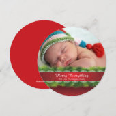 Ronde pine en lichte kerstfeestdag fotokaart kaart (Voorkant / Achterkant)