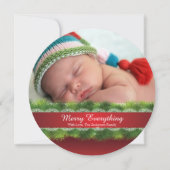 Ronde pine en lichte kerstfeestdag fotokaart kaart (Voorkant)