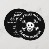 Ronde piratenschedel Verjaardagsfeestuitnodigingen Kaart (Voorkant / Achterkant)