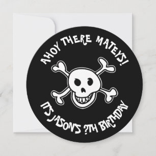Ronde piratenschedel Verjaardagsfeestuitnodigingen Kaart