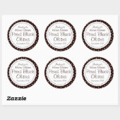 Ronde pitted zwarte olijven jam jar food label (Vel)