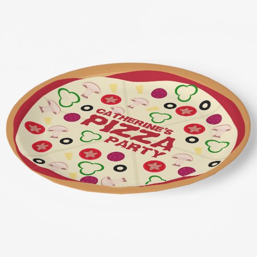 Ronde Pizza-partij Kinderen van afgelopen dag Papieren Bordje (Gekanteld)