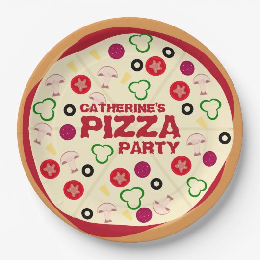 Ronde Pizza-partij Kinderen van afgelopen dag Papieren Bordje (Voorkant)