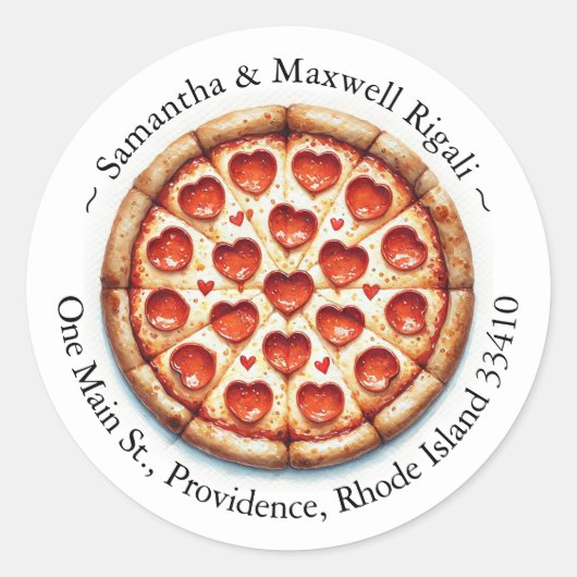 Ronde Pizza Sticker Adreslabels (Voorkant)