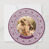 Ronde plum + Off White Celtic Holiday Photo Card Feestdagenkaart (Voorkant)