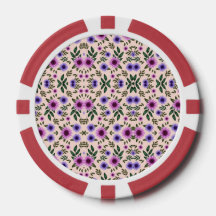 Ronde pokerchip met een bloempatroon 