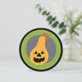 Ronde pompoen Halloween uitnodigingen (Staand voorkant)