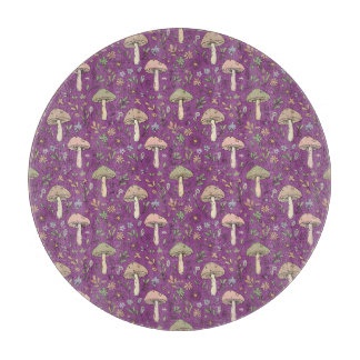 Ronde Pruim Paarse Paddenstoelen Hekserige Cirkel Snijplank