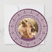 Ronde pruim + wit keltisch kerstkaartje feestdagenkaart (Voorkant)