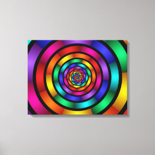 Ronde Psychedelic Colorful Modern Art Triptych Canvas Afdruk