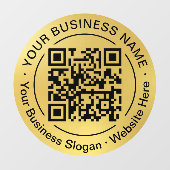 Ronde QR Code Cirkel Bedrijfsnaam Goud Achtergrond Raamsticker (Vel)