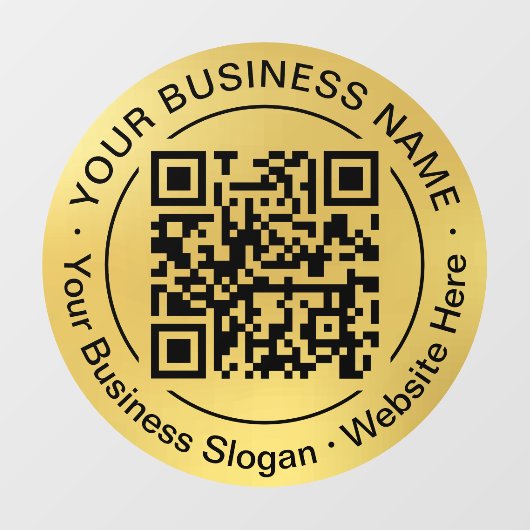 Ronde QR Code Cirkel Bedrijfsnaam Goud Achtergrond Raamsticker (Vel)