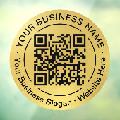 Ronde QR Code Cirkel Bedrijfsnaam Goud Achtergrond Raamsticker (Vel 3)