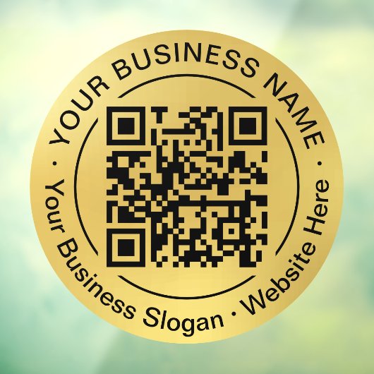 Ronde QR Code Cirkel Bedrijfsnaam Goud Achtergrond Raamsticker (Vel 3)