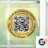 Ronde QR-code Cirkel Bedrijfsnaam Gouden Achtergro Raamsticker (Huis)