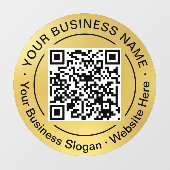 Ronde QR-code Cirkel Bedrijfsnaam Gouden Achtergro Raamsticker (Vel)