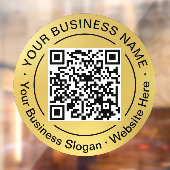 Ronde QR-code Cirkel Bedrijfsnaam Gouden Achtergro Raamsticker (Vel 2)