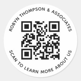 Ronde QR Code Stickers Custom Business Wit
