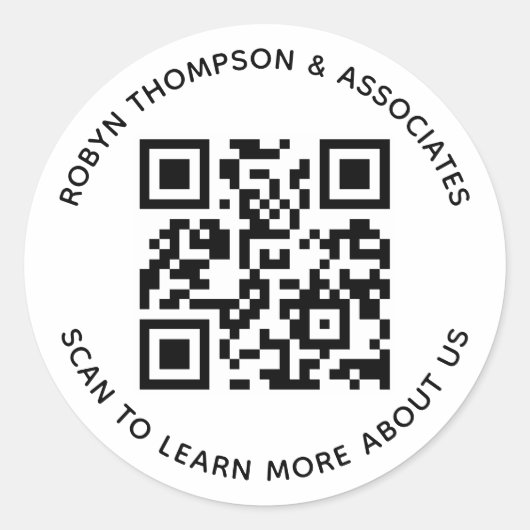 Ronde QR Code Stickers Custom Business Wit (Voorkant)