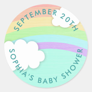 Ronde Rainbow Geslachtsneutrale Baby shower Sticke Sticker