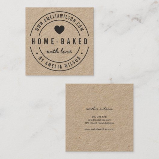 Ronde rand Vet thuis met liefdeshart Vierkante Visitekaartje (Voorkant / Achterkant)