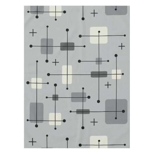 Ronde rechthoeken vierkantjes grijs tafelkleed (Voorkant)