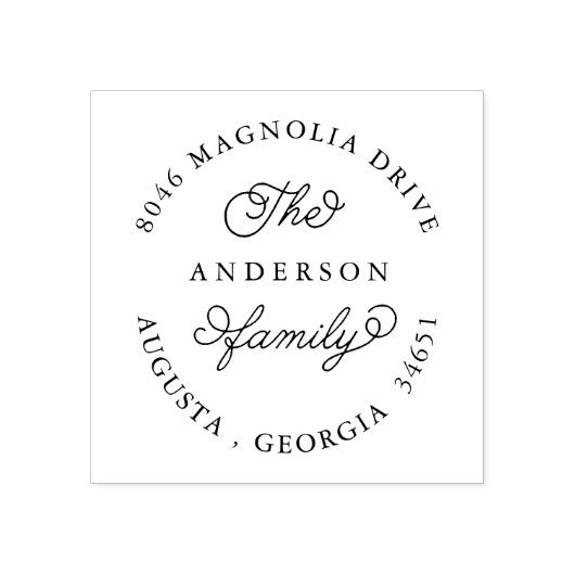 Ronde retour adresstempel voor familie nieuw adres rubberstempel (Afrduk)