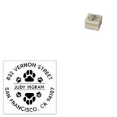 Ronde retouradres Rubberen stempel met poot print (Gestempeld)